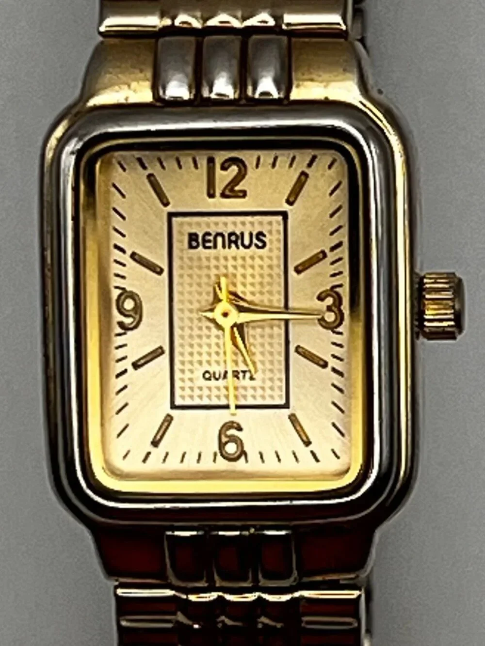 Benrus BN201L Ladies Watch Gold tone Rectangular Flexible Bracelet Working